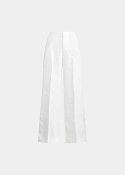 Pantalones Polo Ralph Lauren Mujer Blancos - Wide-Leg Linen - RMAHD5763